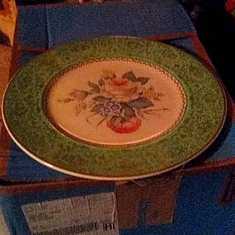 Tudor rose georgian  china 23 karat gold plate 11 inch